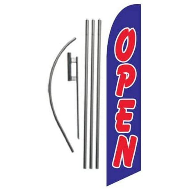 Now Open Advertising Feather Banner Swooper Flag Sign with 15 Foot Flag Pole...